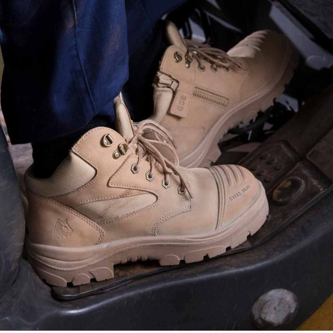 Steel Blue Mens Work Boots Parkes Zip Scuff S3 - SAND - Image 9