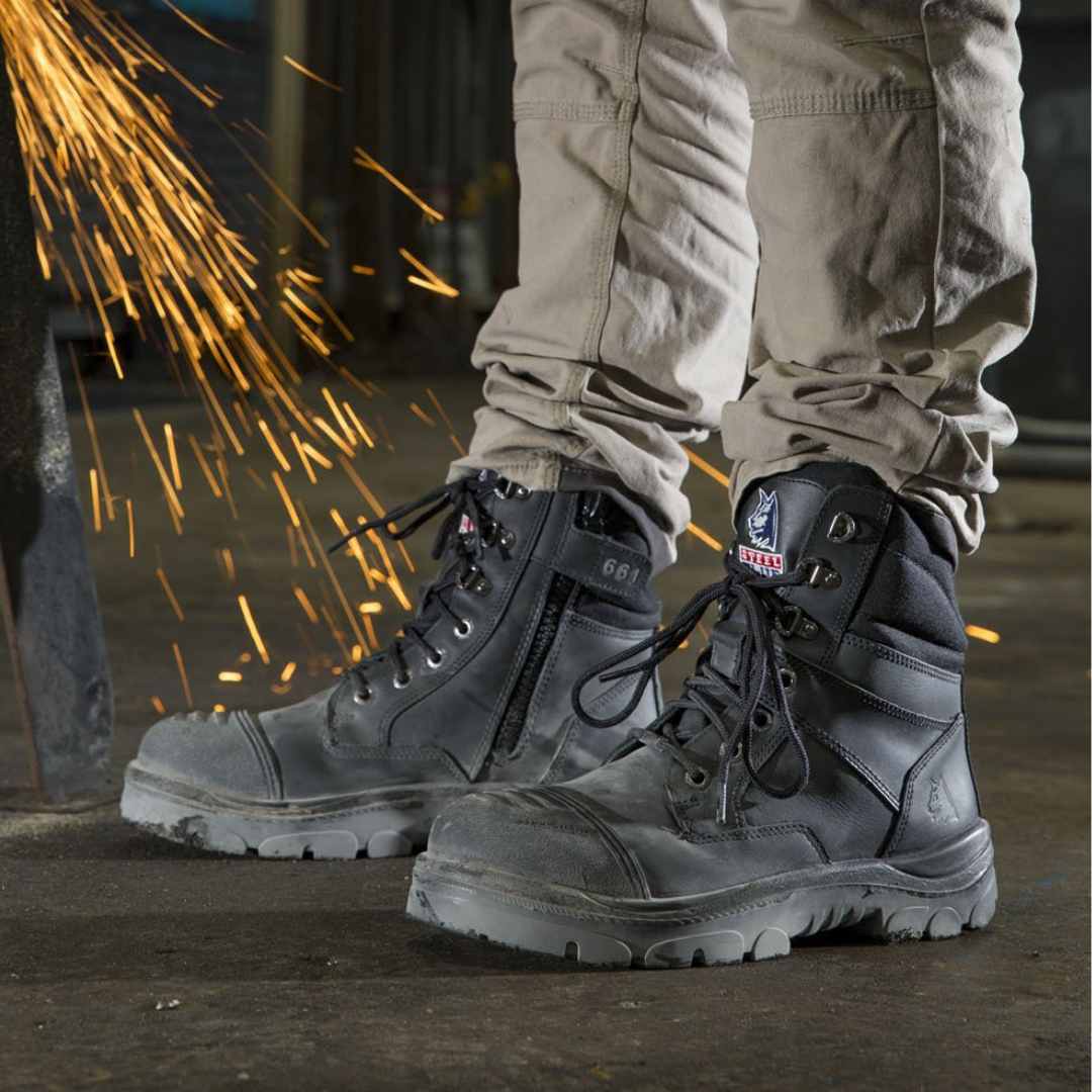Steel Blue Mens Work Boots Southern Cross Zip GraphTEC™ Scuff S3 - BLACK - Image 4