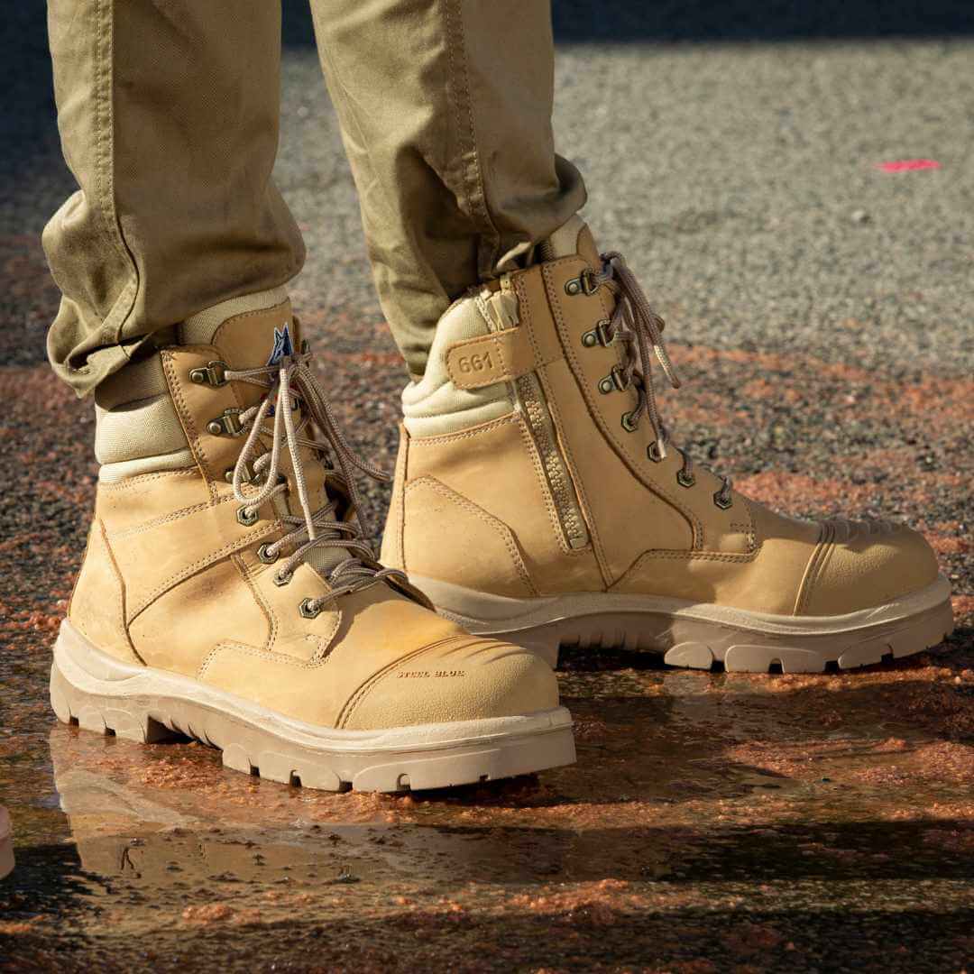 Steel Blue Mens Work Boots Southern Cross Zip S3 - SAND - Image 10